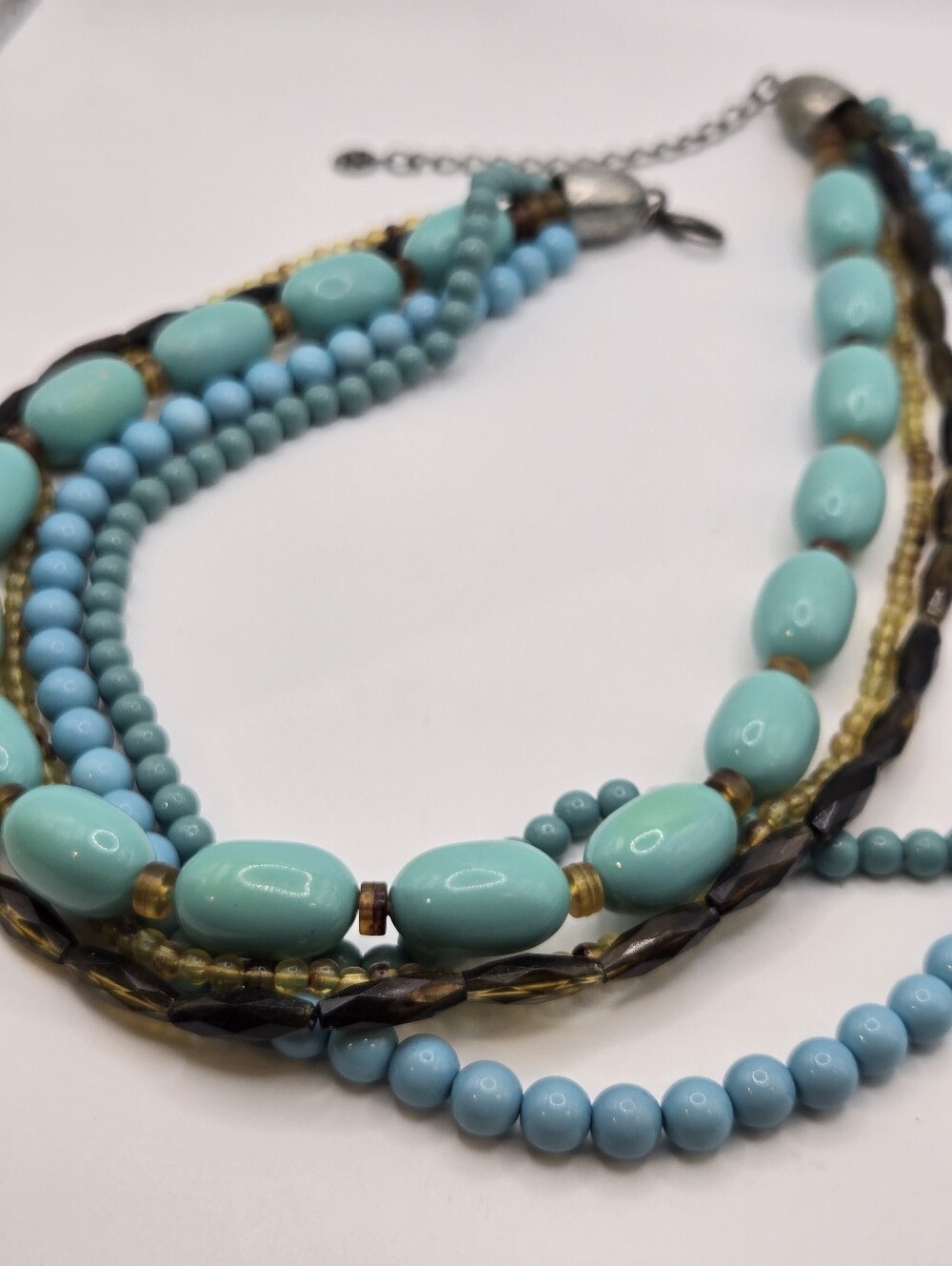 Chunky Turquoise Green Bead Boho Western Necklace 80s Southwestern Maximalist